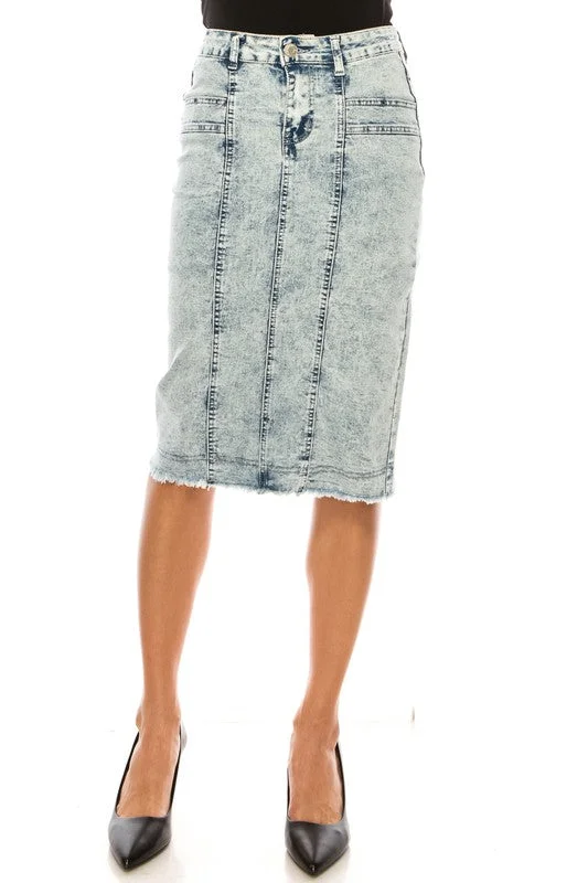 Clarinet Stone Denim Skirt casual skirt length