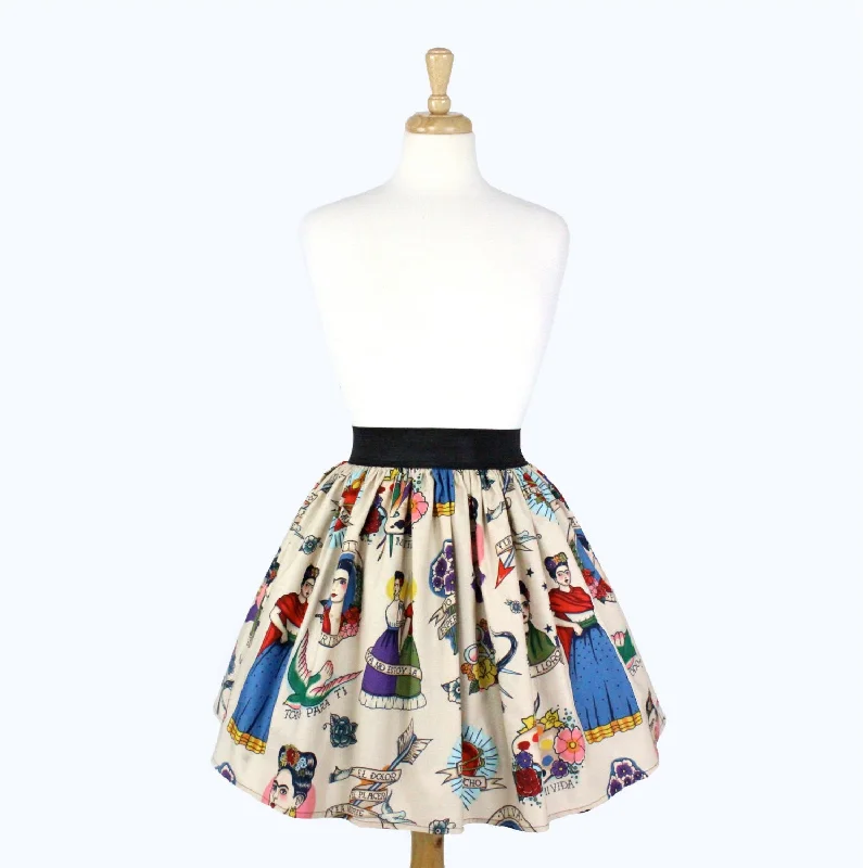 Colorful Elastic Frida Portrait Skirt # S-AP646 corduroy skirt cozy