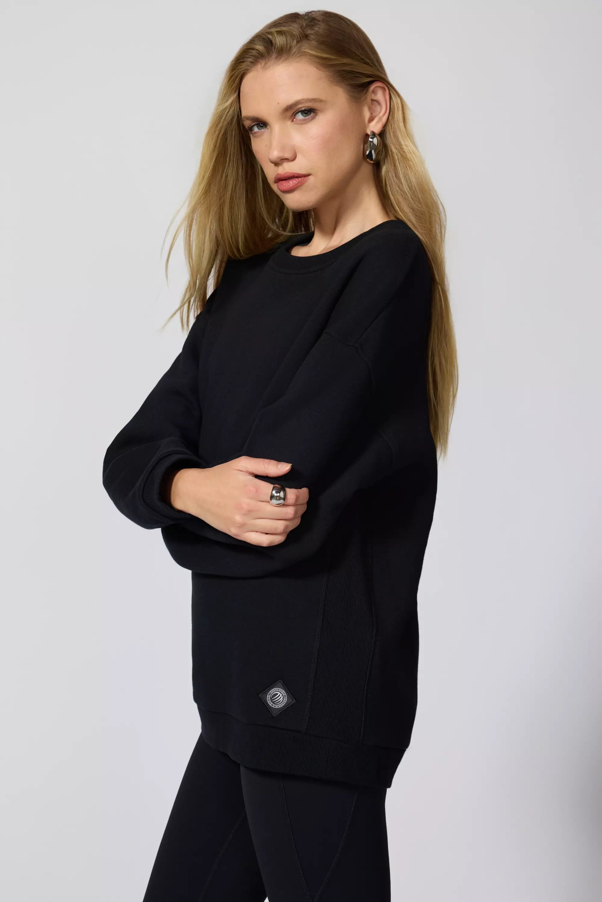 Comfort Fleece Relaxed Sweatshirt - Black Hoodie with Toggle Buttons Decorative Unique Comfort Fleece Relaxed Sweatshirt - Black Hoodie with Toggle Buttons Decorative Unique
