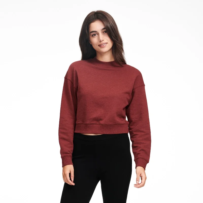 Cropped Fleece Sweatshirt Hoodie with Hem Detail Decorative Unique
