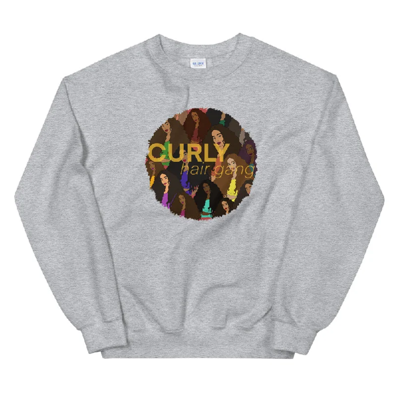 Curly Hair Gang Sweatshirt Hoodie with Back Slit Movement Comfort