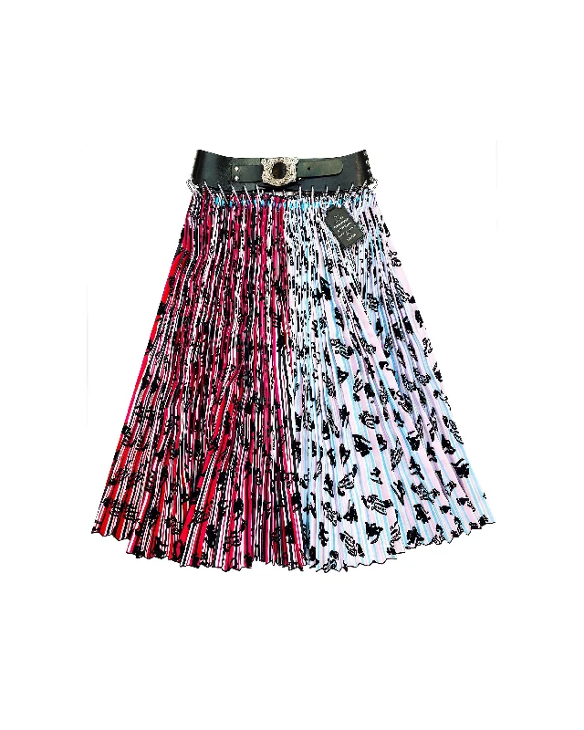 Daydream Midi Carabiner Skirt - Pink / White corduroy skirt textured