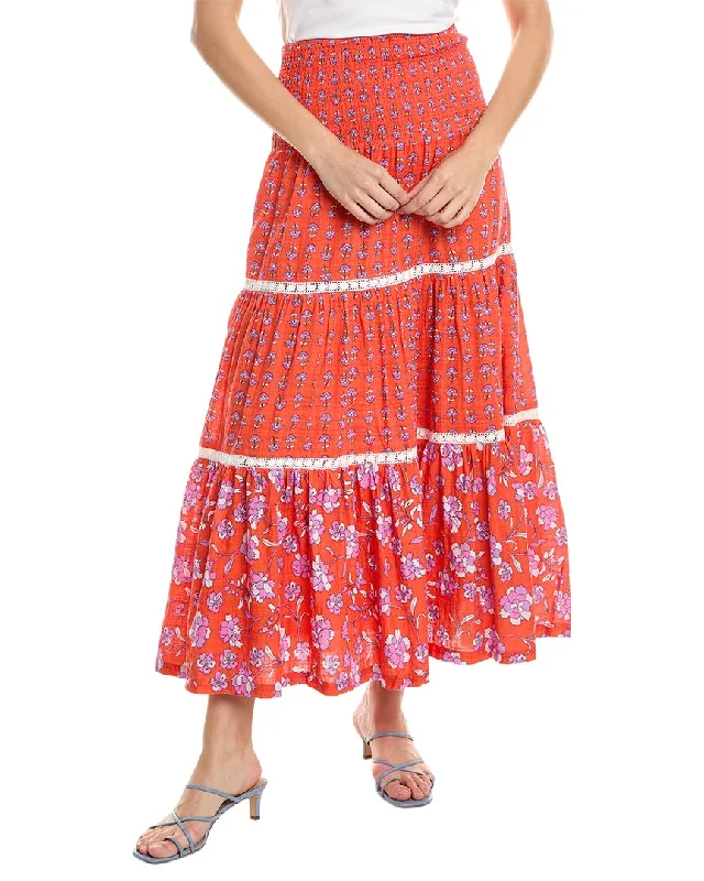 Design History Smocked Maxi Skirt relaxed fit skirt