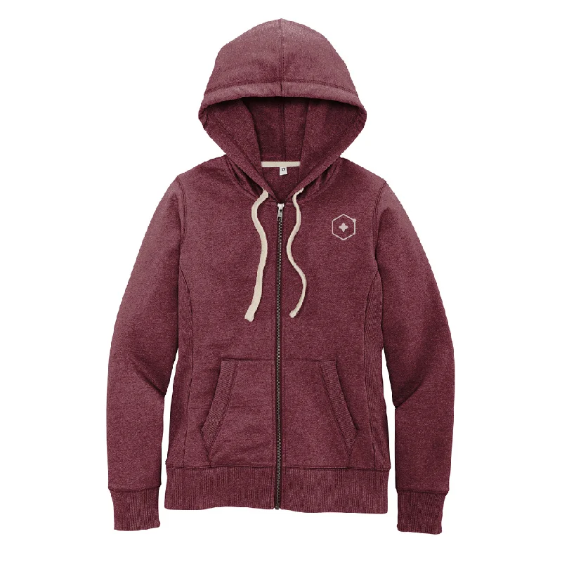 Women's District Re-Fleece Full Zip Hoodie Hoodie with Mesh Breathable Sporty