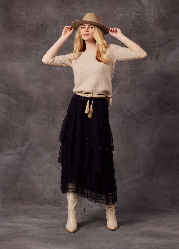 Dulcie Skirt in Black LS2610 by Loobies Story velvet skirt luxurious