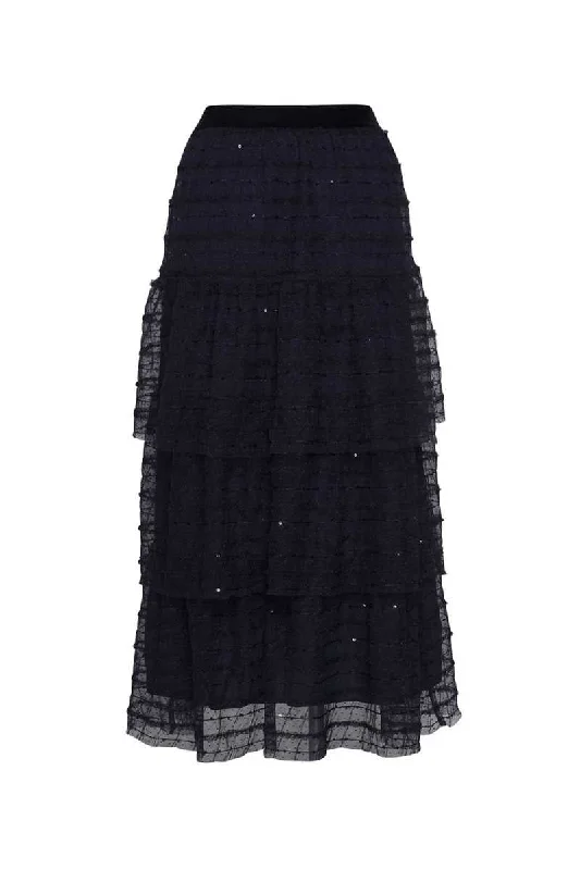 Dulcie Skirt in Indigo LS2610 by Loobies Story silk skirt elegant