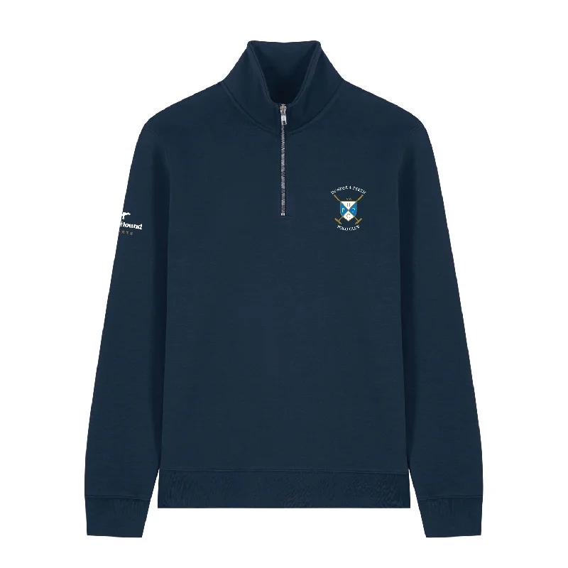 Dundee & Perth Navy 1/4 Zip Sweatshirt Hoodie with Slim Fit Tailored Modern