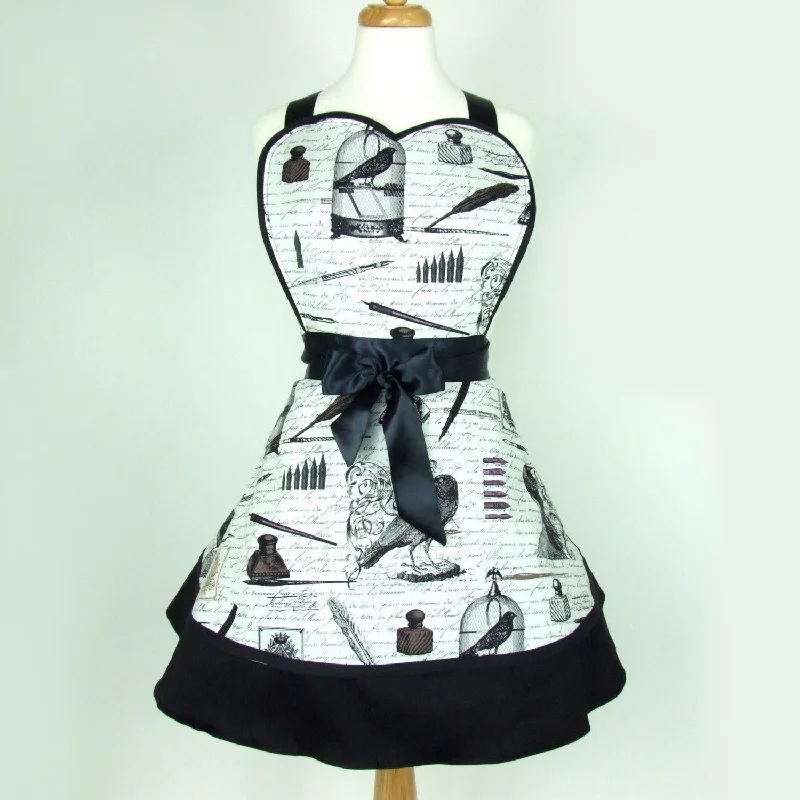 Edgar Allen Poe Inspired Two Skirt Apron / Black and white #A-2TE556 denim skirt trendy