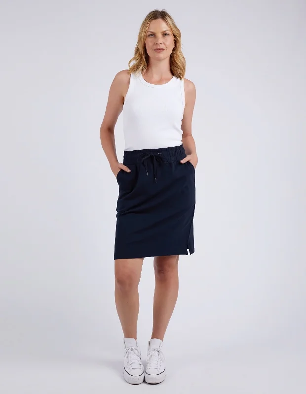 Elm Coby Skirt - Navy silk skirt smooth