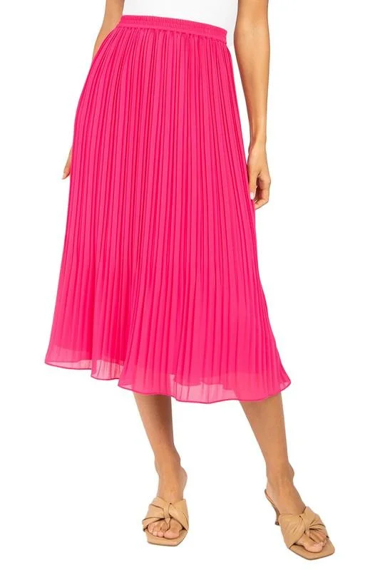 Eloise Fuchsia Pleated Skirt chiffon skirt delicate