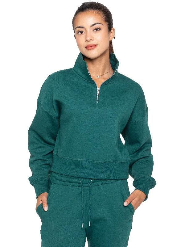 Enzo | Womens Funnel Neck Sweatshirt Hoodie with Rhinestones Sparkly Elegant