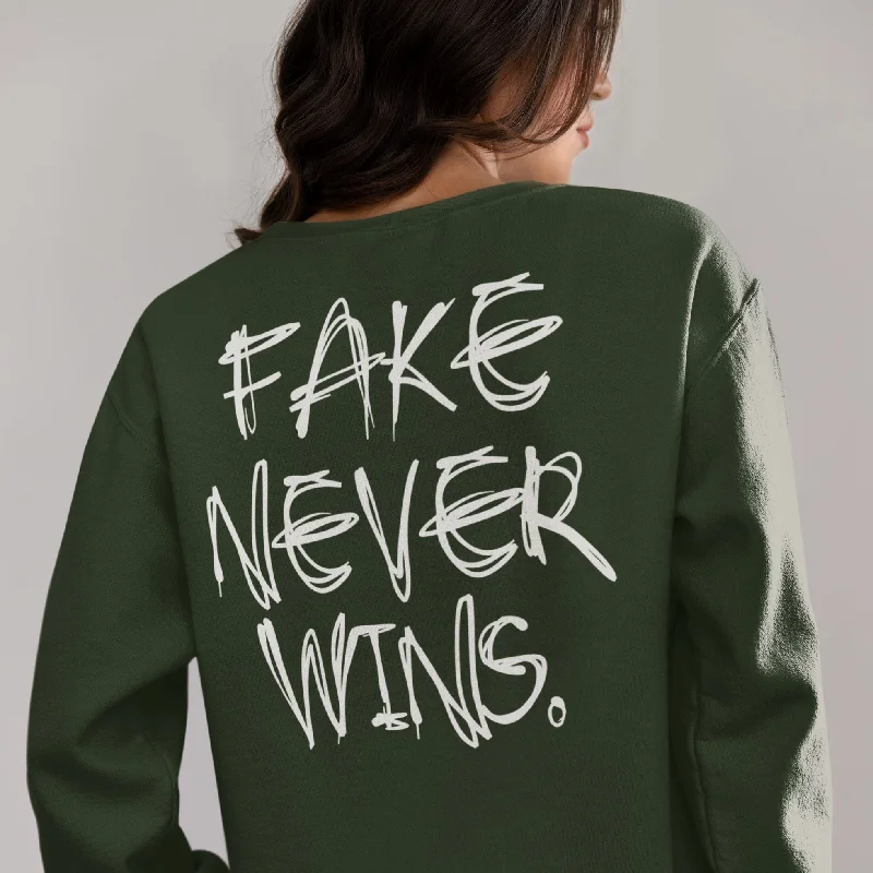 Fake Never Wins | Unisex Sweatshirt Hoodie with Set-In Sleeves Structured Classic