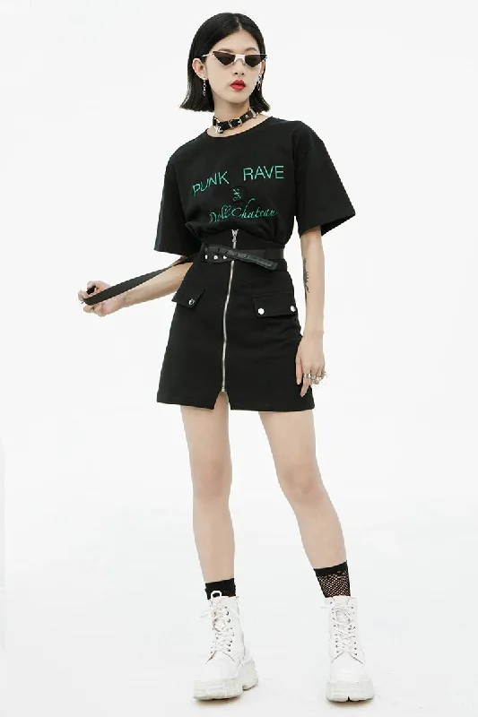 Women's Virtual Erosion High Waist Straight Denim Mini Playful Cute Youth Skirt silk skirt lustrous