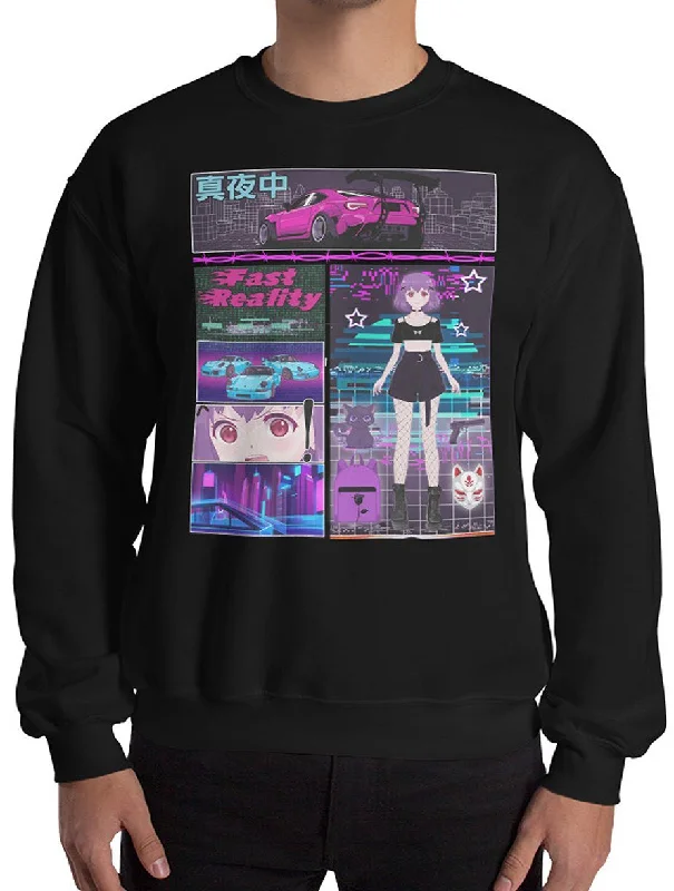 Fast Reality Sweatshirt Hoodie with Side Slits Relaxed Casual