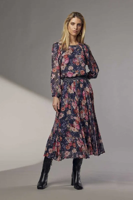 Florient Skirt in Navy Multi MS1224 by Madly Sweetly cashmere skirt fine