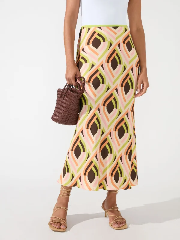 Graphic Geo Print Bias Skirt lightweight skirt design