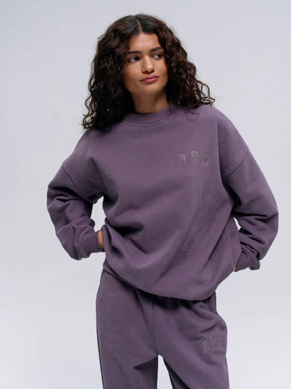 ADA Stitch Oversized Sweatshirt - Violet Purple Hoodie with Zipper Placket Modern Functional ADA Stitch Oversized Sweatshirt - Violet Purple Hoodie with Zipper Placket Modern Functional