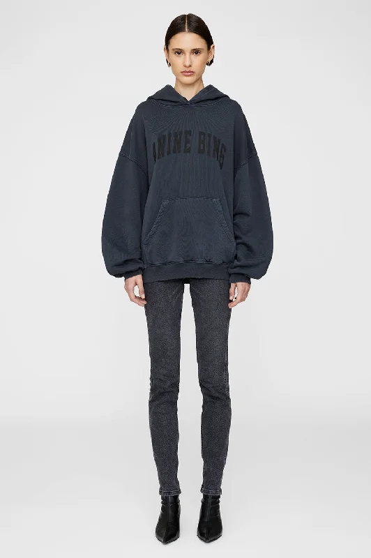 Harvey Sweatshirt - Dark Washed Black Hoodie with Back Slit Movement Comfort