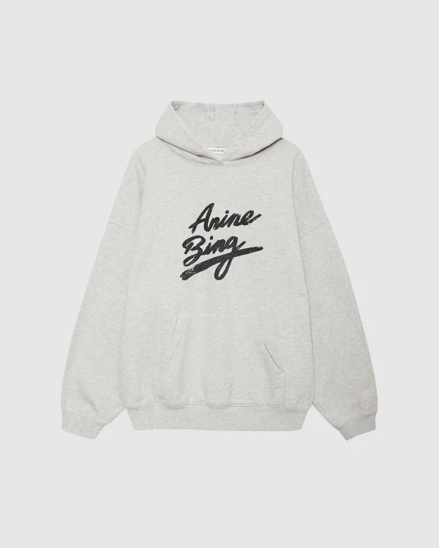 HARVEY SWEATSHIRT SIGNATURE / HEATHER GREY Hoodie with Slim Fit Tailored Modern