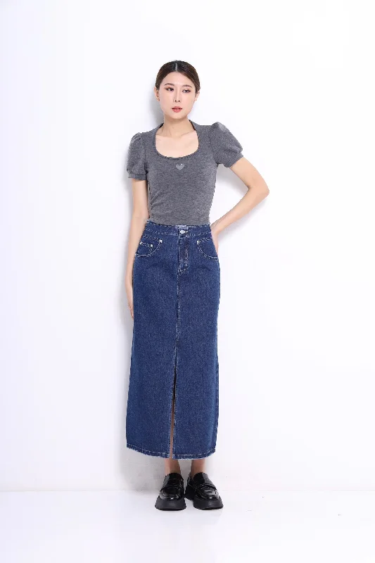 Hera Denim High Waist Midaxi Skirt chiffon skirt lightweight