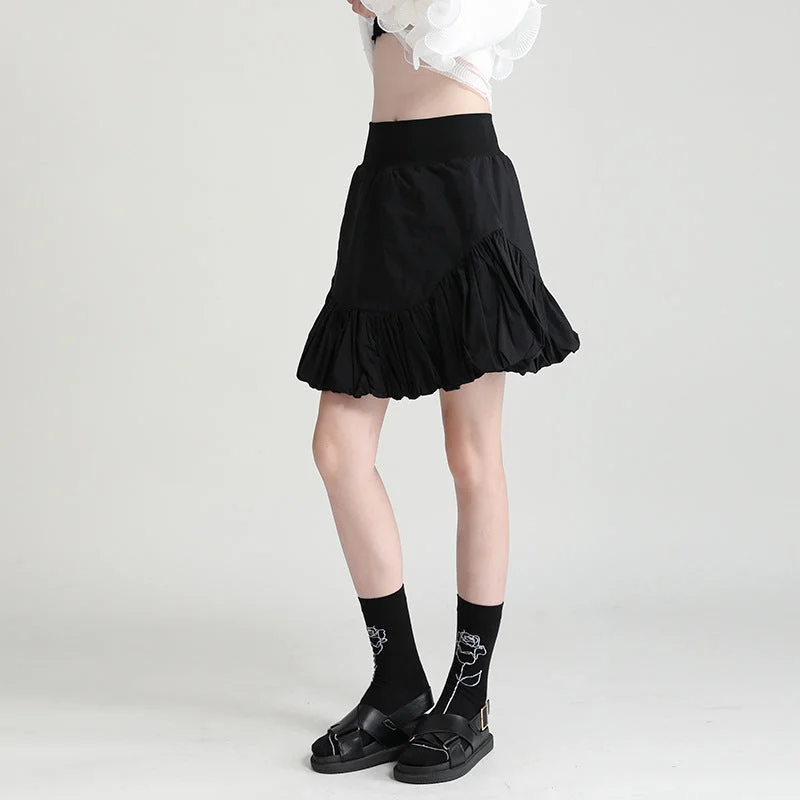 High-waisted A-line Bud Skirt cashmere skirt plush