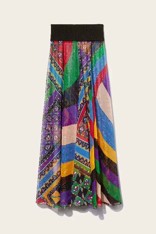 Iride And Festa-Print Silk Skirt lace skirt romantic