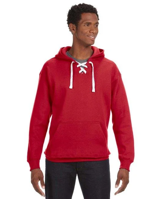 J America Adult Sport Lace Hooded Sweatshirt JA8830 Hoodie with Hem Detail Decorative Unique