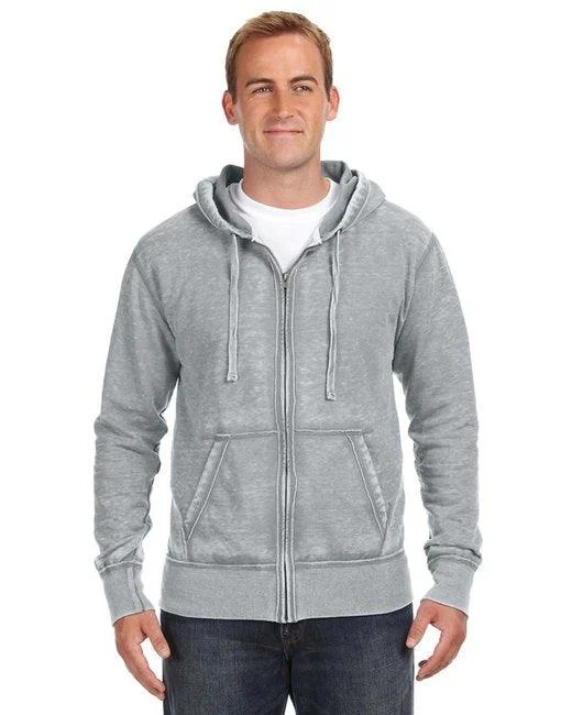 J America Adult Vintage Zen Full-Zip Fleece Hooded Sweatshirt JA8916 Hoodie with Double Zipper Versatile Adjustable