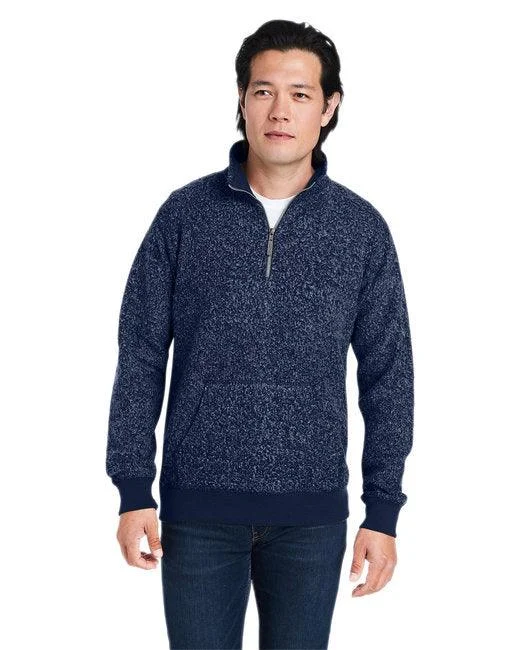 J America Unisex Aspen Fleece Quarter-Zip Sweatshirt 8713JA Hoodie with Belted Waist Structured Tailored