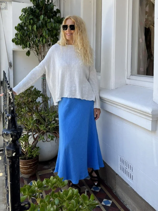 Jiva Midi Linen Prudence Skirt- True Blue corduroy skirt durable