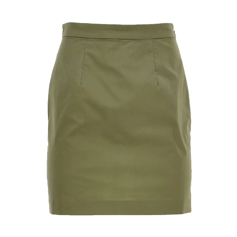 Jijil Women's Green Cotton Mini Skirt leather skirt bold