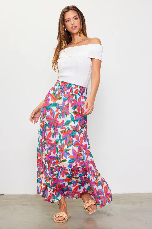 Juliette Floral Print Midi Skirt wool skirt sturdy