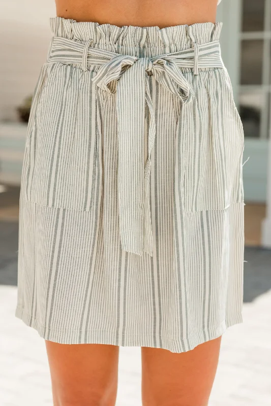 Just Be Yourself Sand White Striped Skirt lace skirt delicate
