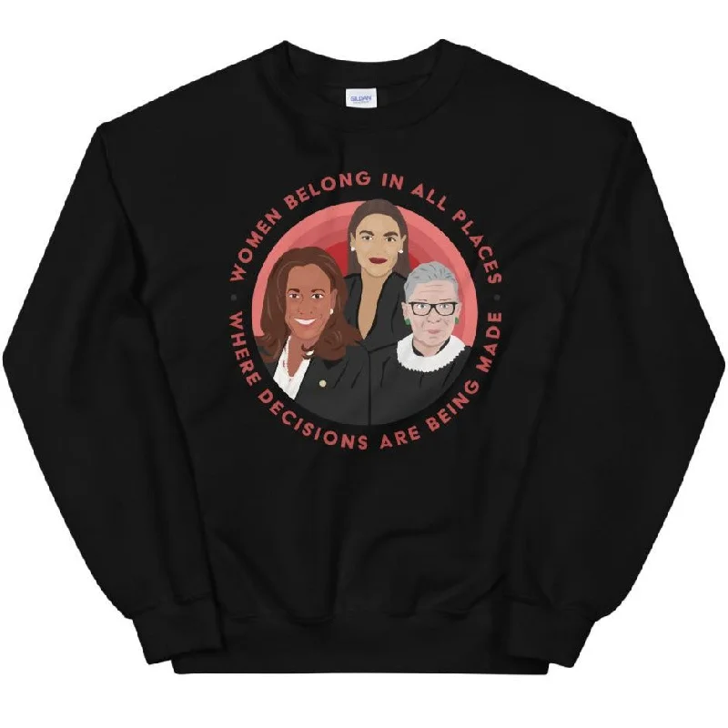 Women Belong In All Places Where Decisions Are Being Made (Kamala Harris) -- Sweatshirt Hoodie with Gradient Ombre Colorful