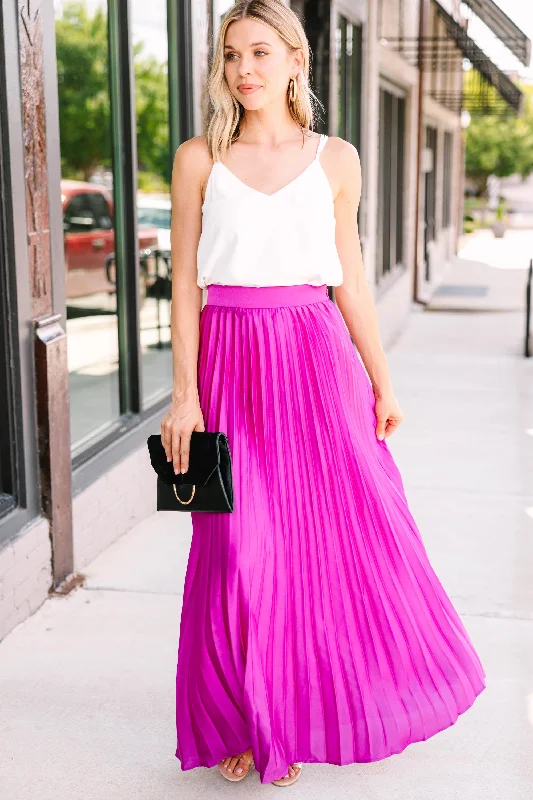 Keep You Around Magenta Purple Pleated Maxi Skirt slim fit skirt
