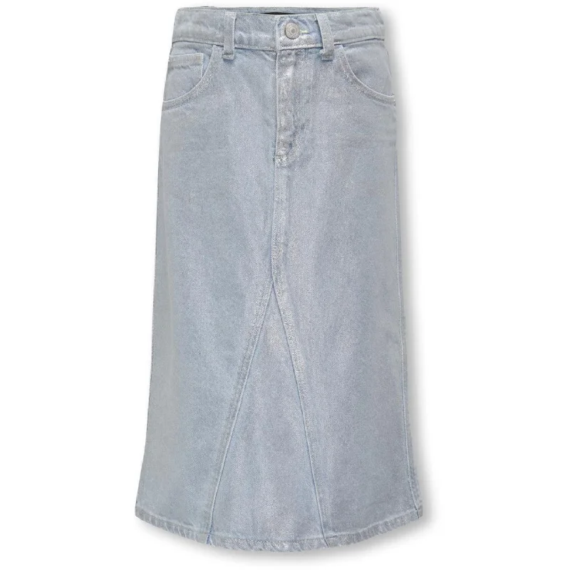 kids ONLY Light Blue Denim Canal Maxi Skirt Silver Denim Red Cro linen skirt airy
