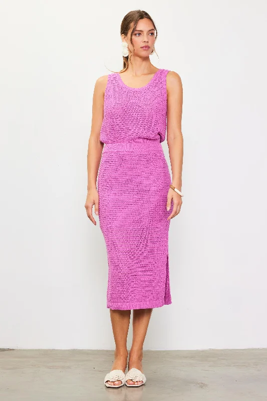 Knit Side Slit Skirt a-line skirt cut