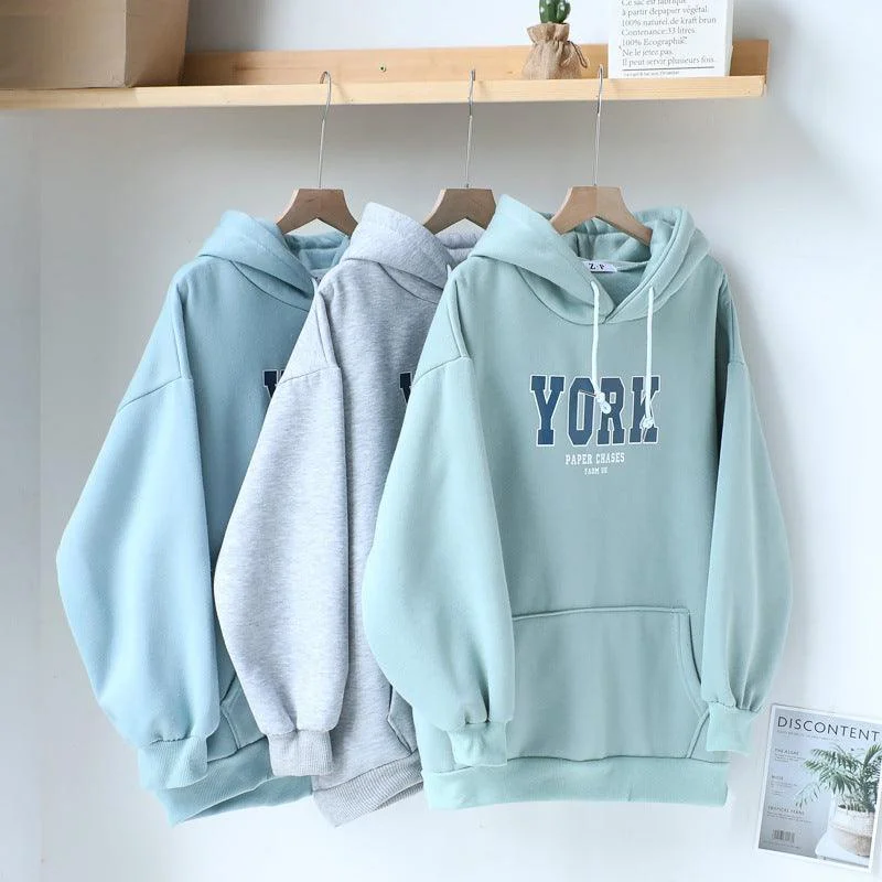 Ladies Hooded Sweatshirt Hoodie with Typography Text Message
