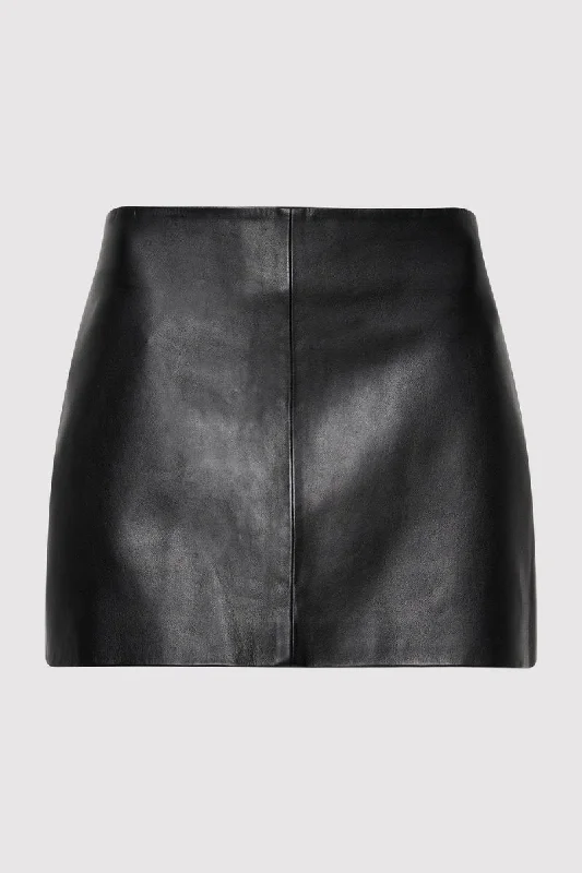 LEATHER MINI SKIRT-BLACK seamless skirt comfort