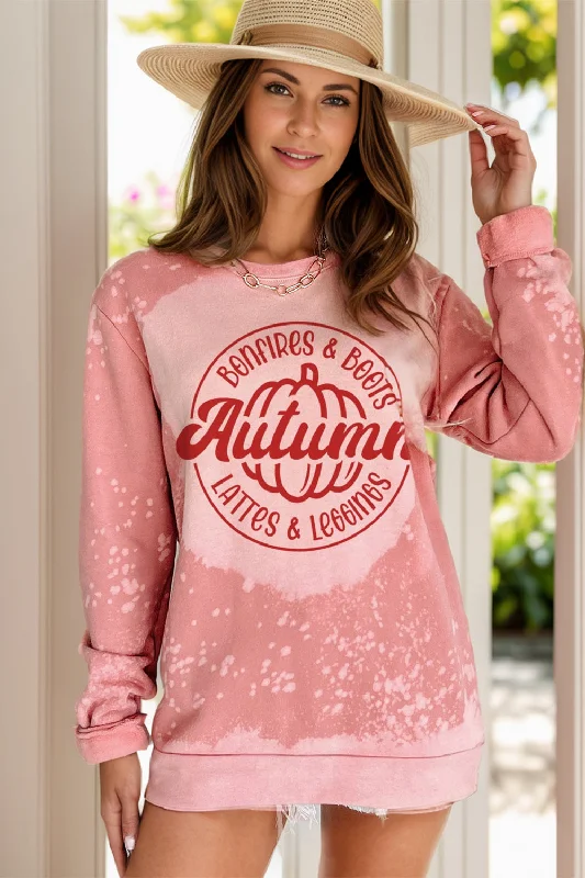 Letter Graphic Long Sleeve Sweatshirt Hoodie with Hem Ribbing Snug Secure