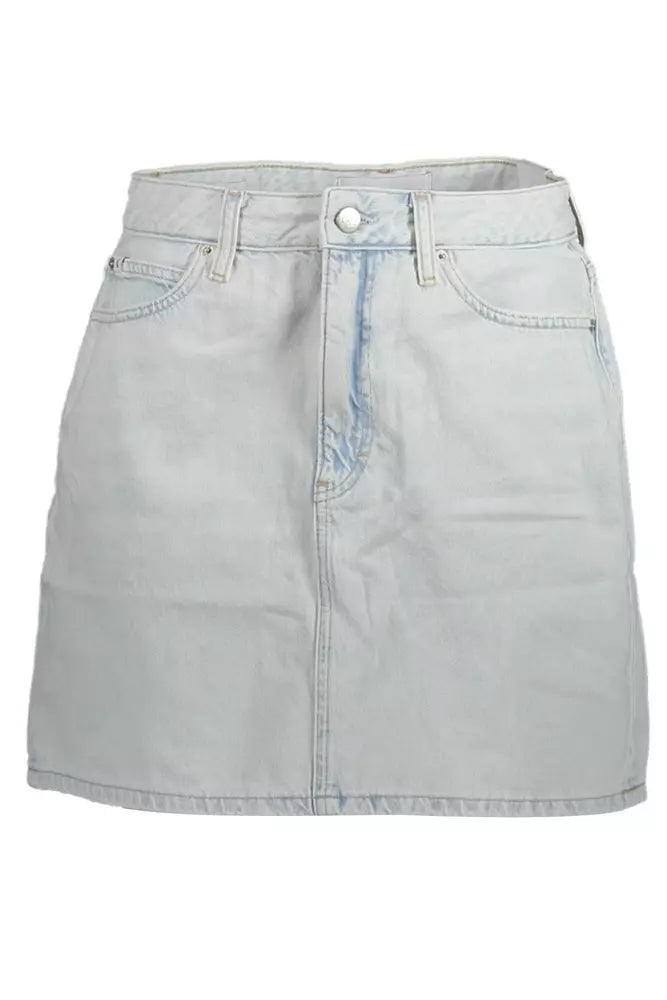Calvin Klein Light Blue Cotton Women Skirt high slit skirt