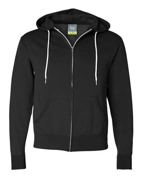 Independent Trading Co. Lightweight Full-Zip Hooded Sweatshirt AFX90UNZ Hoodie with Drawstring Waist Adjustable Fitted