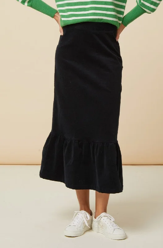 Lori Stretch Corduroy Skirt | Black linen skirt light