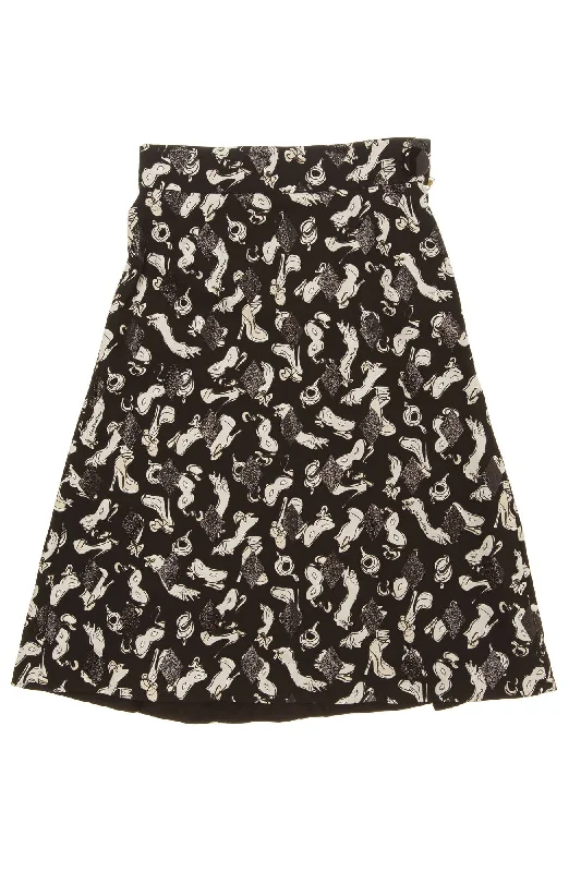Louis Vuitton - White and Black Print Skirt - FR 40 maxi skirt elegant