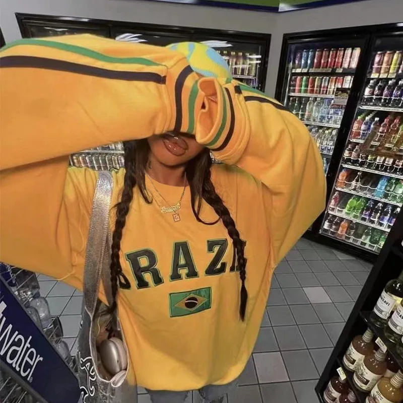 Lunivop 2000s New Women Autumn Brazil Flag Yellow Oversized Hoodies Aesthetic Long Sleeve Pullover Top Vintage Y2k Sweatshirt Streetwear Hoodie with Fur Luxurious Winter Lunivop 2000s New Women Autumn Brazil Flag Yellow Oversized Hoodies Aesthetic Long Sleeve Pullover Top Vintage Y2k Sweatshirt Streetwear Hoodie with Fur Luxurious Winter