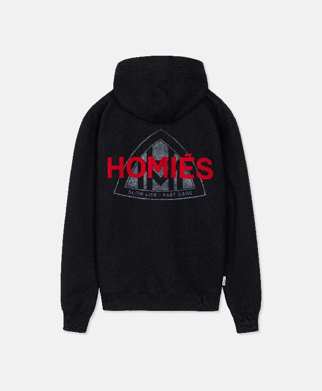 MAYMARB HOODIE BLACK RED Hoodie with Back Slit Movement Comfort