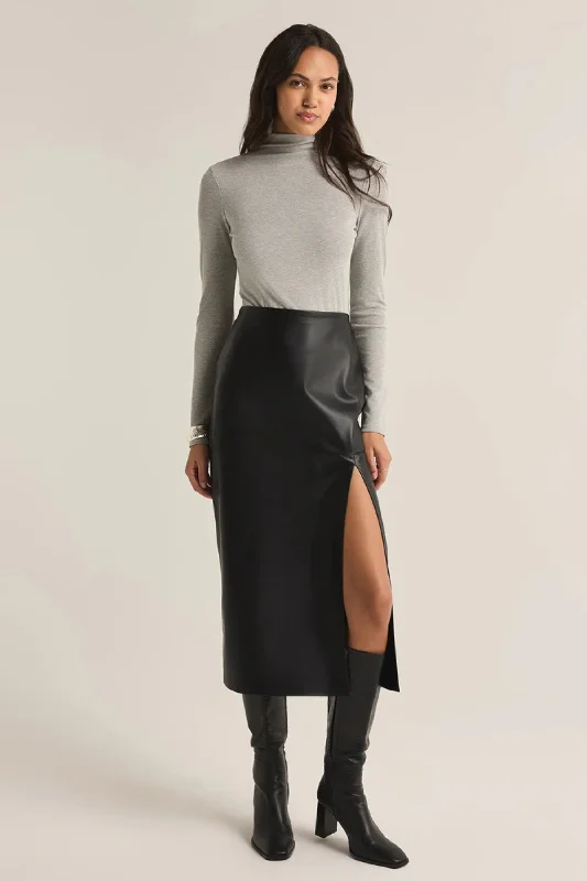 Metropolitan Faux Leather Midi Skirt cashmere skirt rich