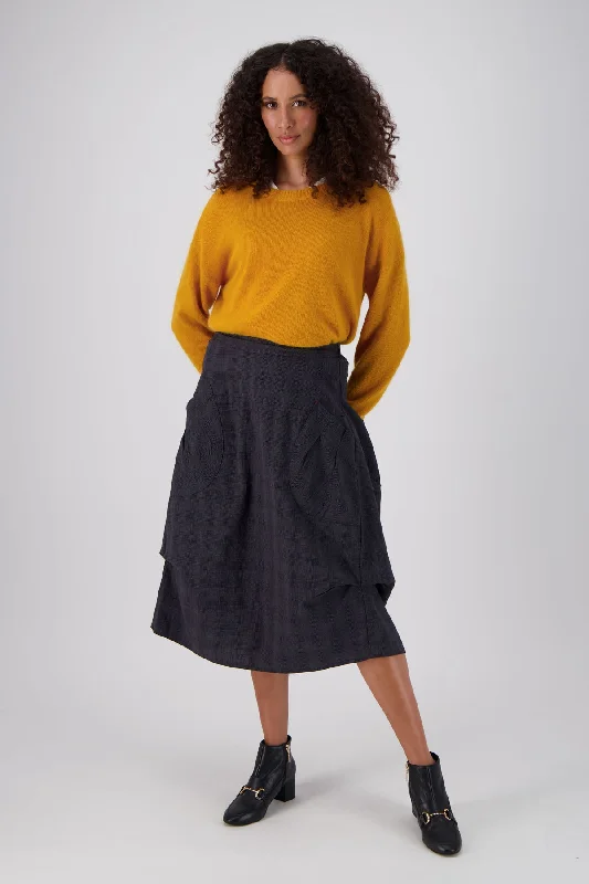 Milwaukee Textured Skirt Charcoal cashmere skirt fine