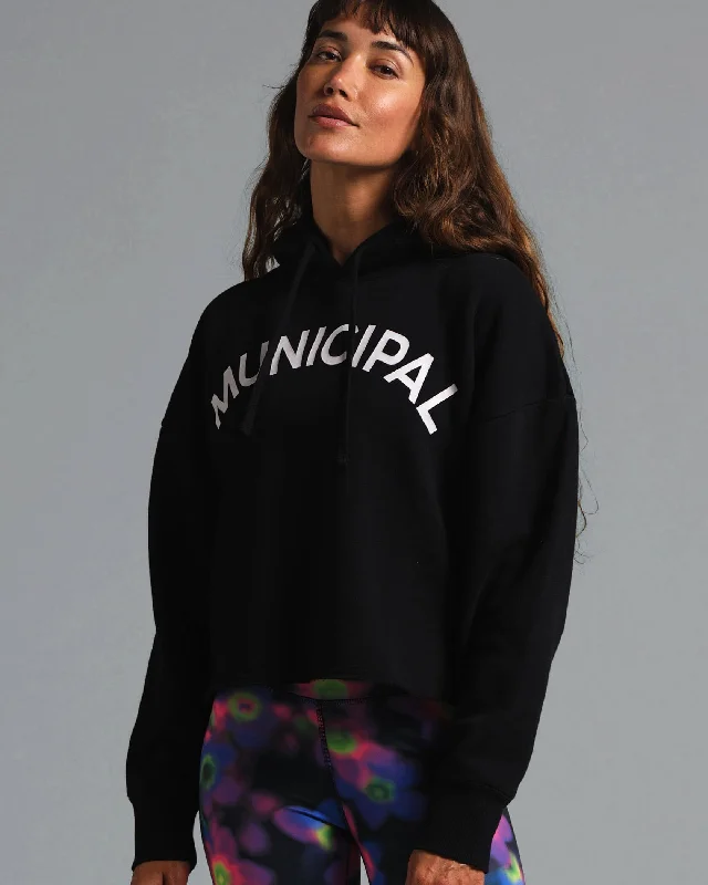 Municipal Women's Origin Hoodie - BLACK Hoodie with Relaxed Fit Easy Casual