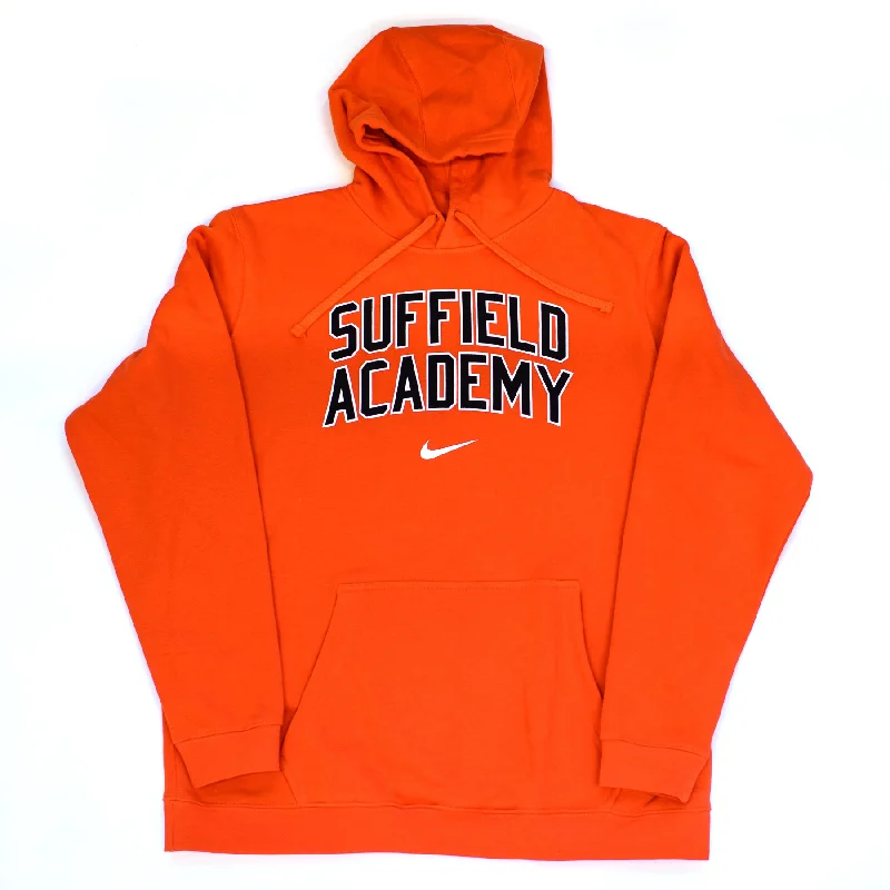 Suffield Academy Nike Orange Hoodie Cotton Hoodie Fleece Lining Warmth